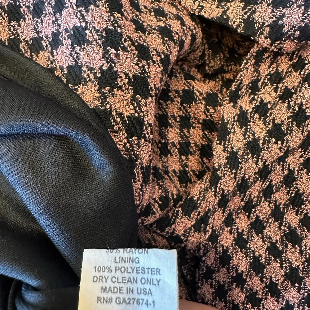 Eva Franco Anthrologie SZ 10NWOT Houndstooth pink black fit and flare midi dress